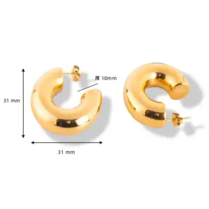 Round C- Shaped Hollow Earrings / Gold