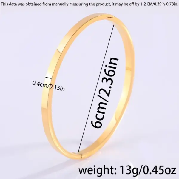 Wholesale PVD Coated Real Gold Plated 18K Gold Solid Color 304 Stainless Steel Simple Style Waterproof Non Tarnish 304 Stainless Steel Bangle