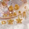 PVD Coated 18K Gold Plated Starfish Shell 304 Stainless Steel Casual Beach Waterproof Non Tarnish Rings Earrings