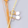 Wholesale Elegant Geometric Plating 304 Stainless Steel Titanium Steel Freshwater Pearl 18K Gold Plated Vacuum Plating PVD Coated Drop Earrings