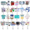 Wholesale Cross-border Hot-selling Doctors and Nurses Acrylic Easy-pull Buckle Set Medical Chest Card Accessories Retractable Work Card Clip