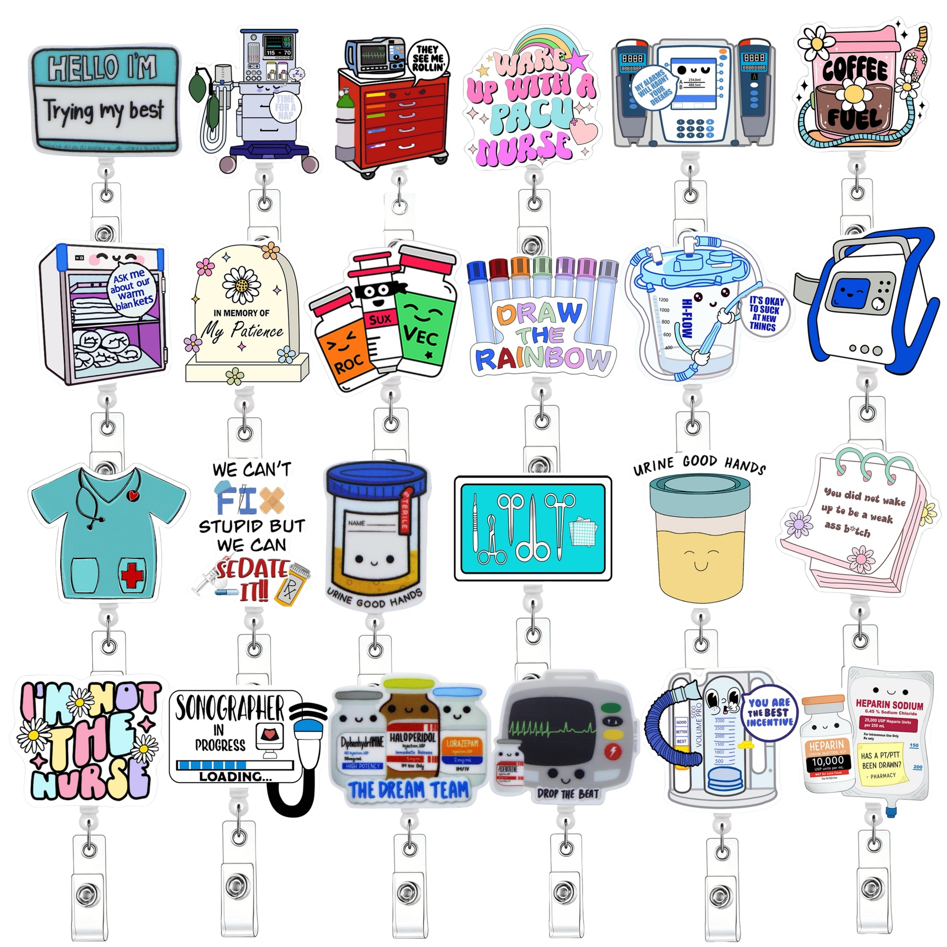 Wholesale Cross-border Hot-selling Doctors and Nurses Acrylic Easy-pull Buckle Set Medical Chest Card Aessories Retractable Work Card Clip