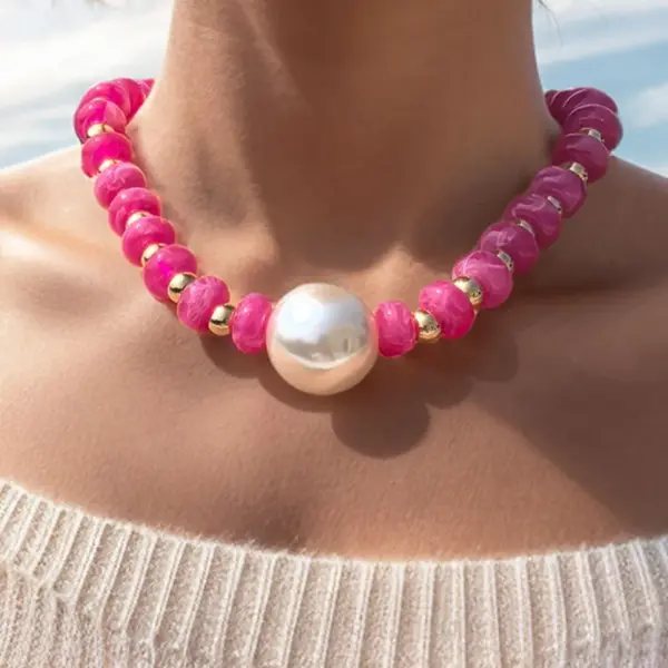 Wholesale Modern Style Geometric Stone Beaded Chain Beaded Necklaces Wholesale