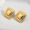 Wholesale Electroplating Golden Plated Irregular Square Leaves 304 Stainless Steel Casual Simple Style Polishing Plating Earrings