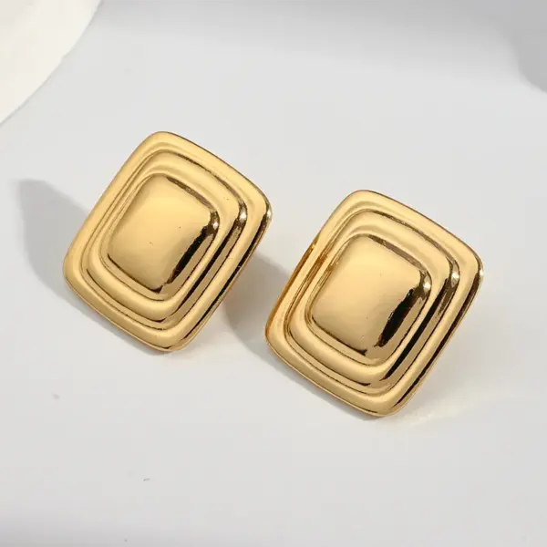 Wholesale Electroplating Golden Plated Irregular Square Leaves 304 Stainless Steel Casual Simple Style Polishing Plating Earrings