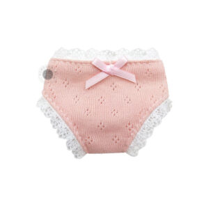 Babi pink bow lace hollow dark flower underwear / 11.5 inch underwear or socks