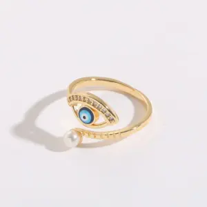Wholesale Simple Style Devil's Eye Copper Plating Inlay Zircon 14k Gold Plated Rings