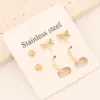 1 Set Commute Star Heart Shape Plating Stainless Steel 18K Gold Plated Earrings Ear Studs