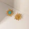 Wholesale 304 Stainless Steel Sun PVD Coated 18K Gold Plated IG Style Plating Gold Ear Studs