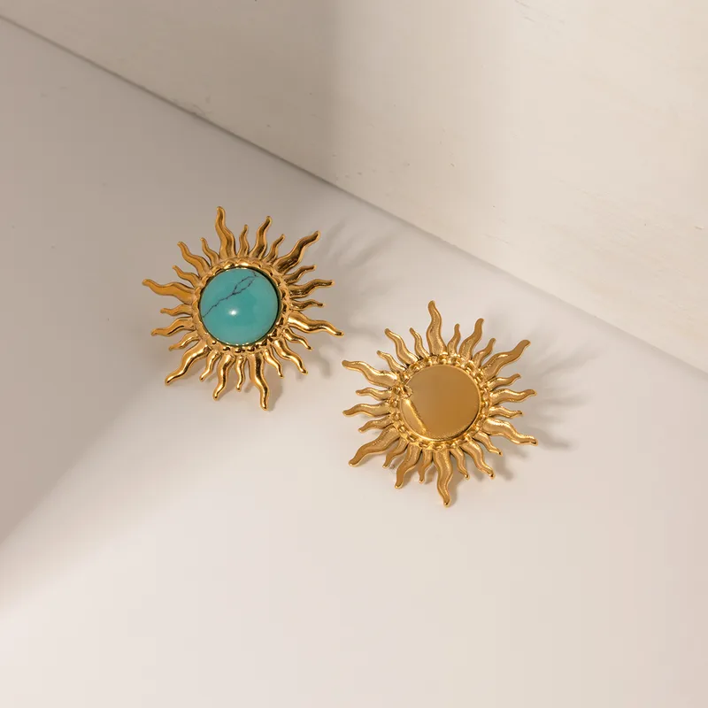 Wholesale 304 Stainless Steel Sun PVD Coated 18K Gold Plated IG Style Plating Gold Ear Studs