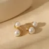 Wholesale 1 Pair Basic Sweet Geometric Heart Shape 304 Stainless Steel Imitation Pearl Zircon 18K Gold Plated Ear Studs