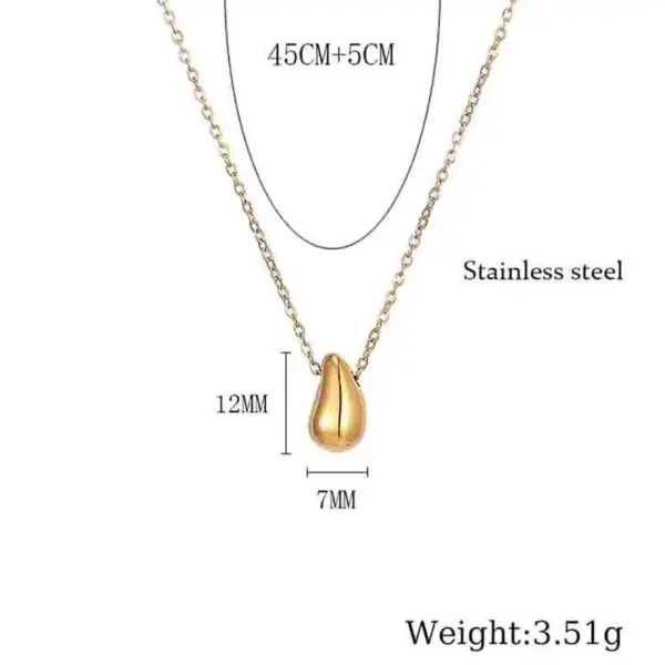 Wholesale PVD Coated Real Gold Plated 18K Water Droplets 304 Stainless Steel Simple Style Commute Waterproof Non Tarnish Pendant Necklace