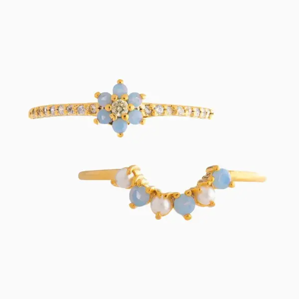 Brass Flower Zircon Copper Rings