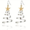 oly-e907086e40be7d430d3050998415eb83 Wholesale silver Rotating Christmas Tree Earrings