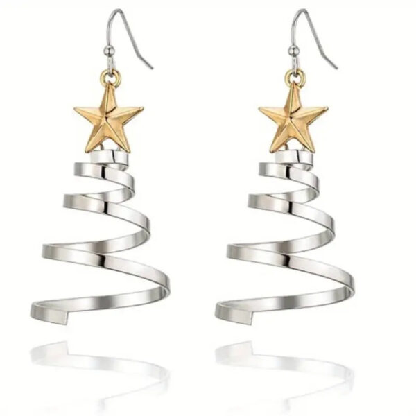 oly-e907086e40be7d430d3050998415eb83 Wholesale silver Rotating Christmas Tree Earrings