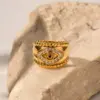 Wholesale PVD Coated Real Gold Plated Devil'S Eye 304 Stainless Steel Commute Waterproof Non Tarnish Rings