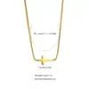 Ion Plating (IP) 18K Gold Plated Cross 304 Stainless Steel Casual Elegant Vintage Style Waterproof Non Tarnish 304 Stainless Steel Lobster Trigger Clasp Closure Pendant Necklace