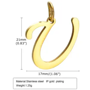 Gold (Single Pendant without Chain) / Letter U