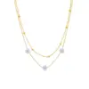 Wholesale PVD Coated Real Gold Plated 18K Gold Flower Titanium Steel Sweet Pastoral Waterproof Non Tarnish Titanium Steel Layered Necklaces