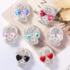 Wholesale Double-Sided Full Diamond Alloy Skull Straight Hole Loose Beads DIY Mobile Phone Chain Key Chain Bag Chain Jewelry Accessories