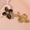 304 Stainless Steel Plastic Flower Electroplating Imitation Gold Fairy Style Cute Sweet Ear Studs