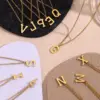 Wholesale 304 Stainless Steel Letter PVD Coated Stone-Free 18K Gold Plated Real Gold Plated Simple Style Waterproof Non Tarnish Plating Gold Pendant Necklace