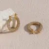 Wholesale PVD Coated Real Gold Plated 18K Gold Geometric 304 Stainless Steel Retro Waterproof Non Tarnish Earrings