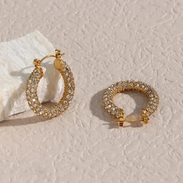 Wholesale PVD Coated Real Gold Plated 18K Gold Geometric 304 Stainless Steel Retro Waterproof Non Tarnish Earrings