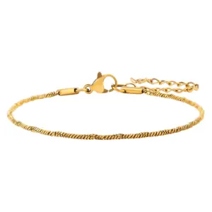 (1.2mm Wide) Twisted Square Snake Bracelet / Length: 17 plus 5cm