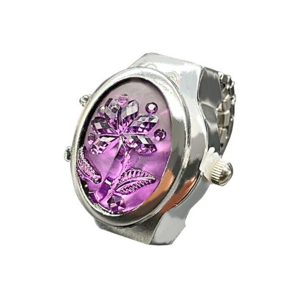 Wholesale [Ring watch] flip Gem Flower temperament personality ladies student creative ring Watch cross-border foreign trade direct batch