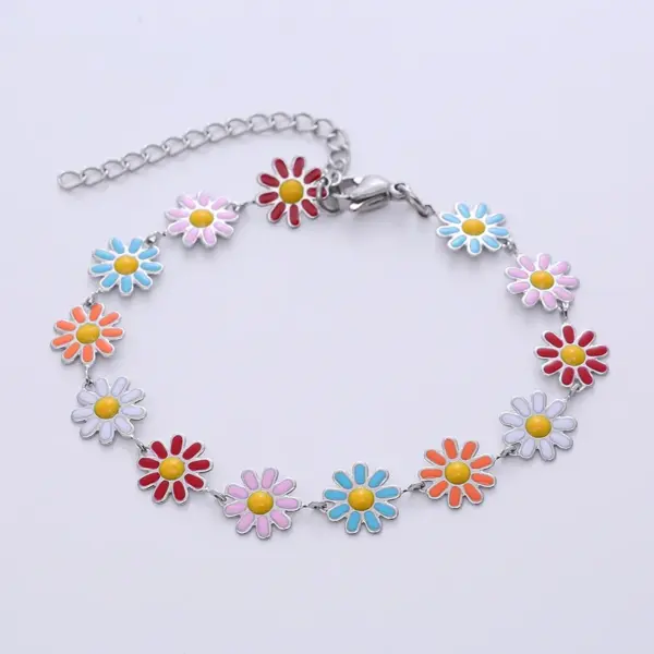 Bohemian Flower 304 Stainless Steel 18K Gold Plated No Inlaid Stainless Steel Bracelets In Bulk
