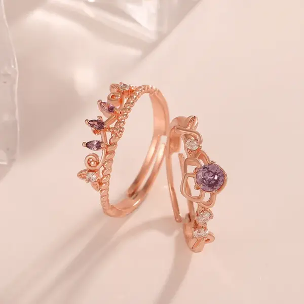 Wholesale Fashion Heart Shape Copper Inlay Zircon Rings 1 Piece
