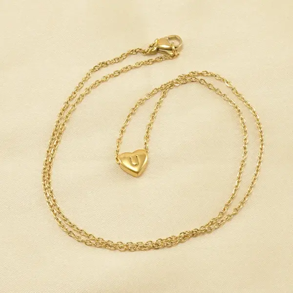 Wholesale Fashion Letter Heart Shape Titanium Steel Plating Necklace 1 Piece