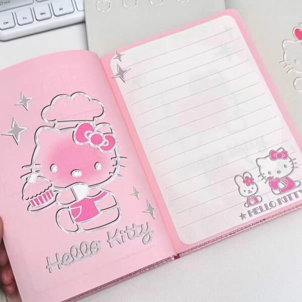 Wholesale Dropshipping Notebook with High Appearance and Cute Laser Hello Kitty Diary A5 Notepad Pu Color Page Thickeneded