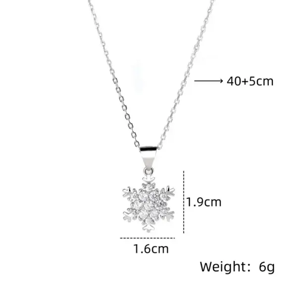 Wholesale 201 Stainless Steel Copper Plating Inlay Snowflake Zircon Pendant Necklace
