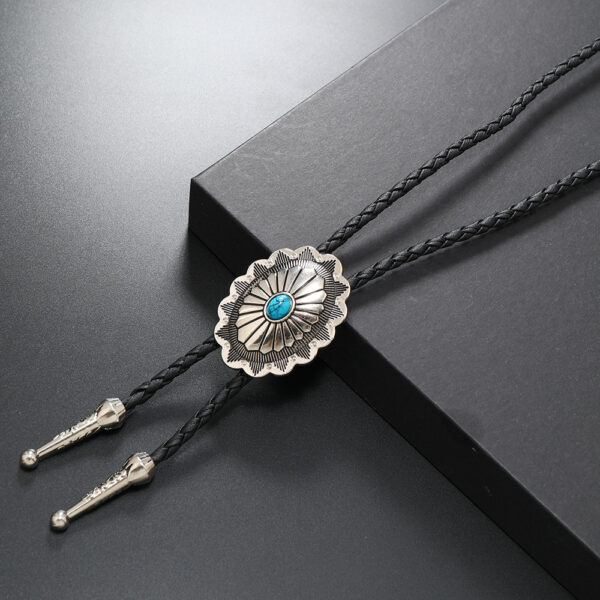 Wholesale Turquoise Flower Alloy Oil Dropping PU Polo Collar Necklace Long