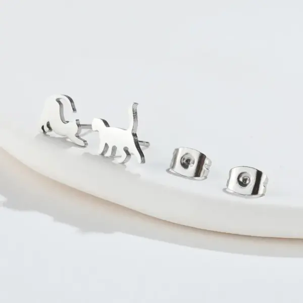 PVD Coated 18K Gold Real Gold Plated Cat 304 Stainless Steel Fashion Waterproof Non Tarnish Earrings