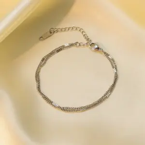 Qye146 Double-Layer Chain Bracelet / Steel Color