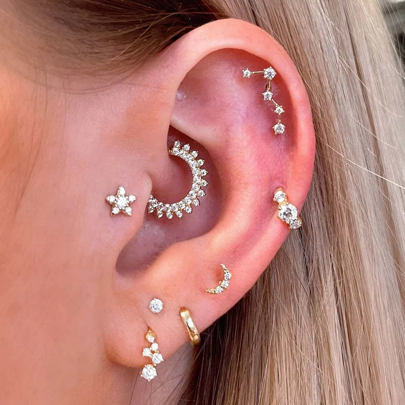 Wholesale Fashion Geometric Star Copper Plating Zircon Ear Studs 1 Piece