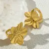 Wholesale PVD Coated Real Gold Plated 14K Gold Flower 304 Stainless Steel Vintage Style Waterproof Non Tarnish Open Ring