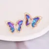 Wholesale Fashion Butterfly Copper No Inlaid 18K Gold Plated Earrings Ear Studs