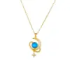 304 Stainless Steel Moon PVD Coated Acrylic Rhinestones 18K Real Gold Plated Vintage Style Plating Gold Pendant Necklace