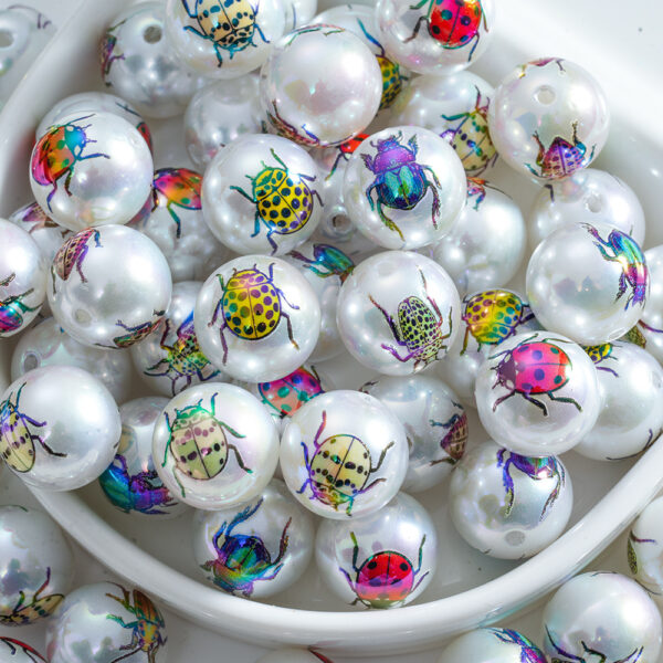 Wholesale 10pcs Mixed Insect Print Beads 16mm Decorative Beads