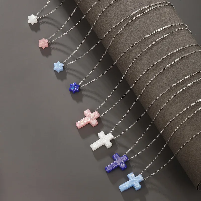 Wholesale 304 Stainless Steel Plastic XUPING Simple Style Hexagram Cross Pendant Necklace