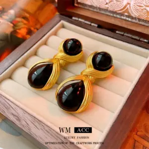 Silver Needle Circle Water Drop Earrings