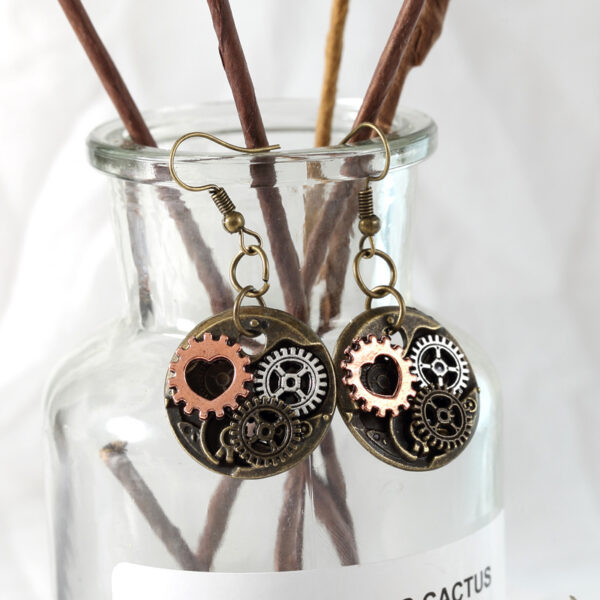 Wholesale Retro punk style mechanical gear earrings
