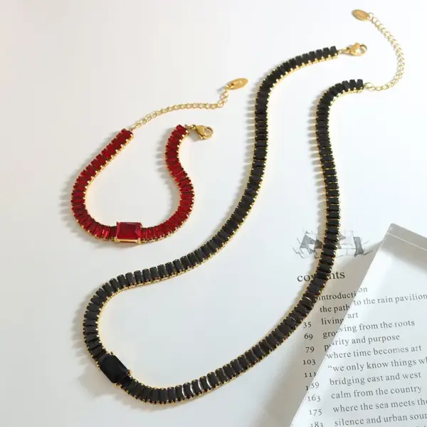 oly-e96bcb51fa87f6c468e256830231506c Wholesale PVD Coated Real Gold Plated Solid Color Titanium Steel Fashion Waterproof Non Tarnish Bracelets Necklace