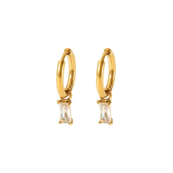 PVD Coated Real Gold Plated Water Droplets Heart Shape Rectangle 304 Stainless Steel Vintage Style Waterproof Non Tarnish Drop Earrings