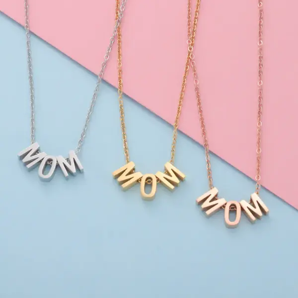 PVD Coated 18K Gold Real Gold Plated Letter Customization Laser Engraving Stainless Steel Fashion Waterproof Non Tarnish 304 Stainless Steel Pendant Necklace