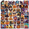Wholesale Cross-Border Popular 50 Halloween Ghost Face Pumpkin Black Cat Cartoon Graffiti Stickers Mobile Phone Water Cup DIY Decorative Stickers